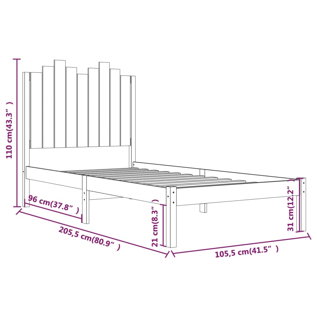 Bedframe Massief Grenenhout 100X200 Cm