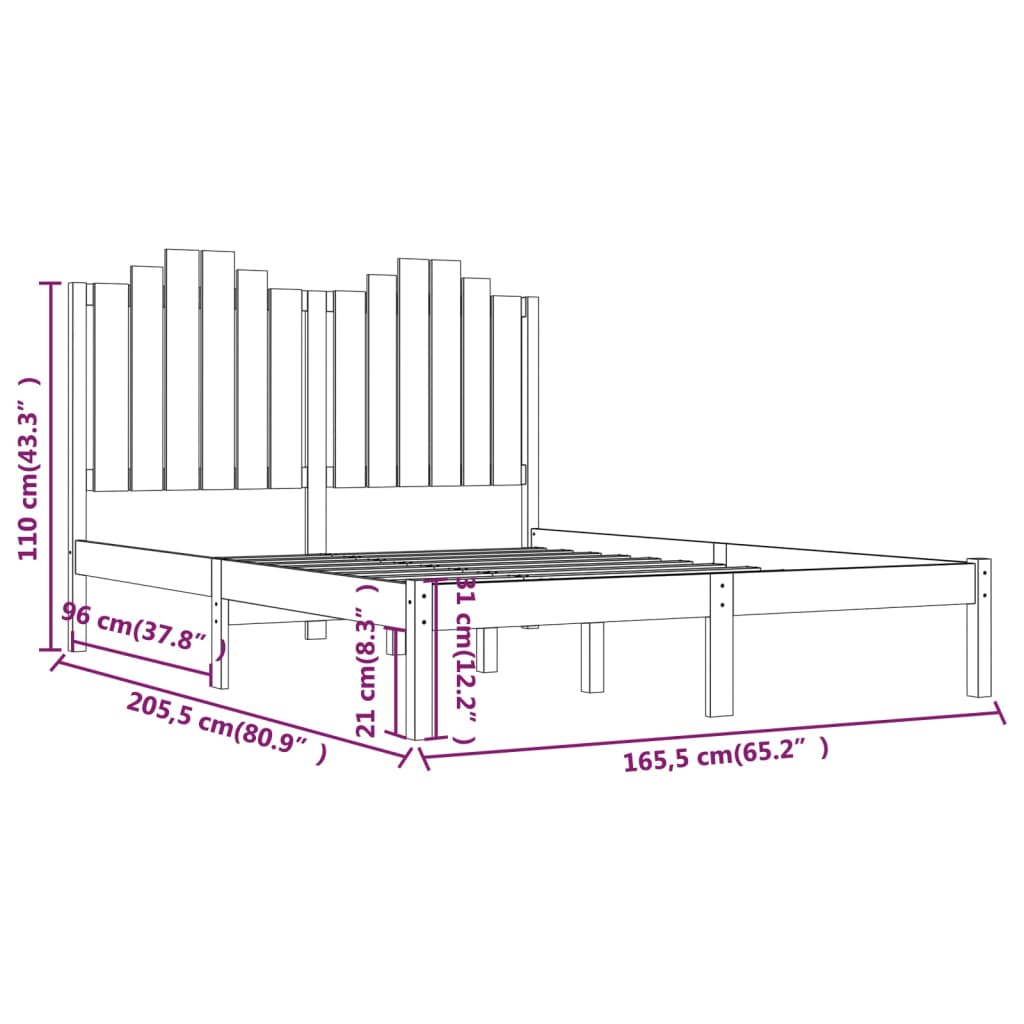 Bedframe Massief Grenenhout Wit 160X200 Cm