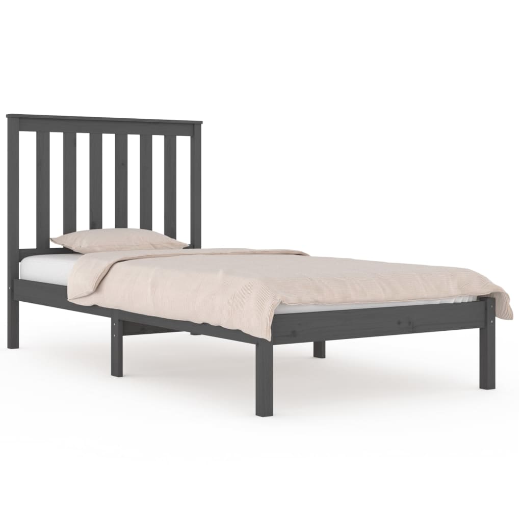 Bedframe Massief Grenenhout Grijs 90X190 Cm 3Ft Single