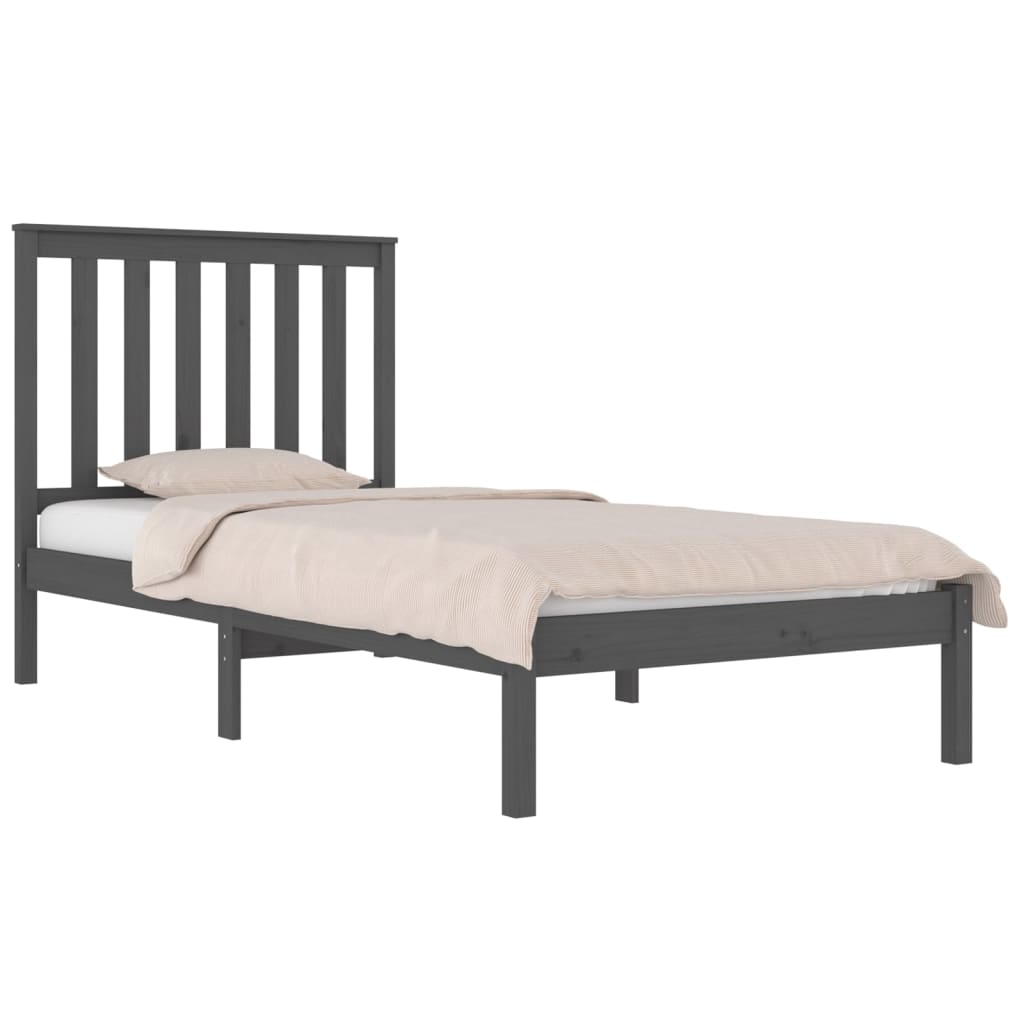 Bedframe Massief Grenenhout Grijs 90X190 Cm 3Ft Single