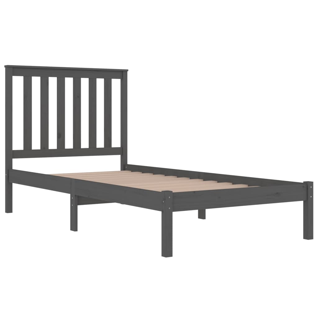 Bedframe Massief Grenenhout Grijs 90X190 Cm 3Ft Single
