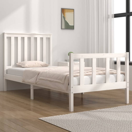 Bedframe Massief Grenenhout Wit 75X190 Cm 2Ft6 Small Single