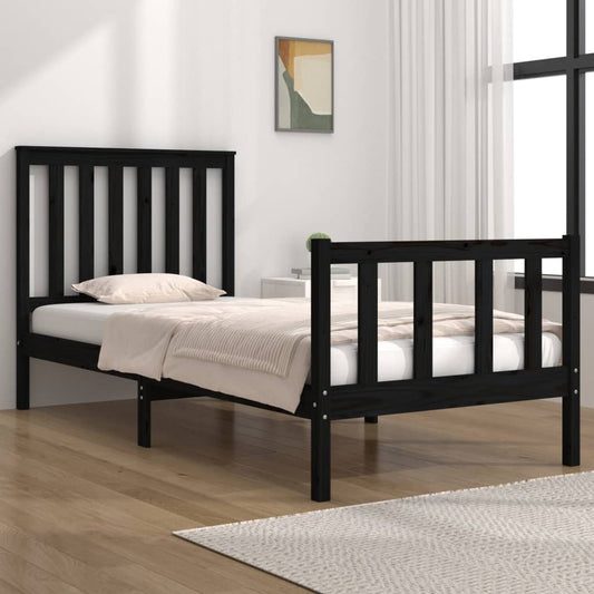 Bedframe Massief Grenenhout Zwart 75X190 Cm 2Ft6 Small Single