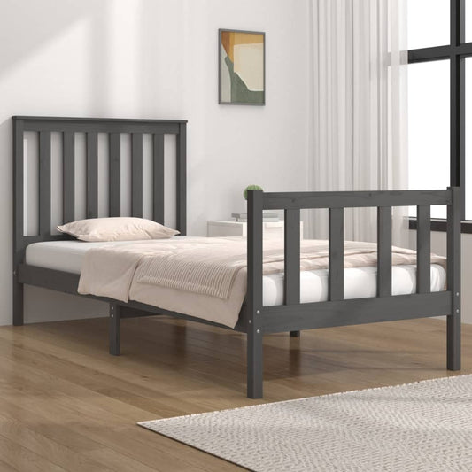 Bedframe Massief Grenenhout Grijs 90X190 Cm 3Ft Single
