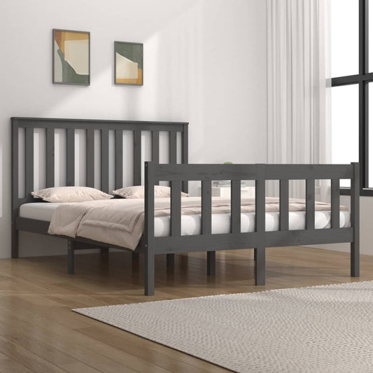 Bedframe Massief Grenenhout Grijs 120X190 Cm 4Ft Small Double
