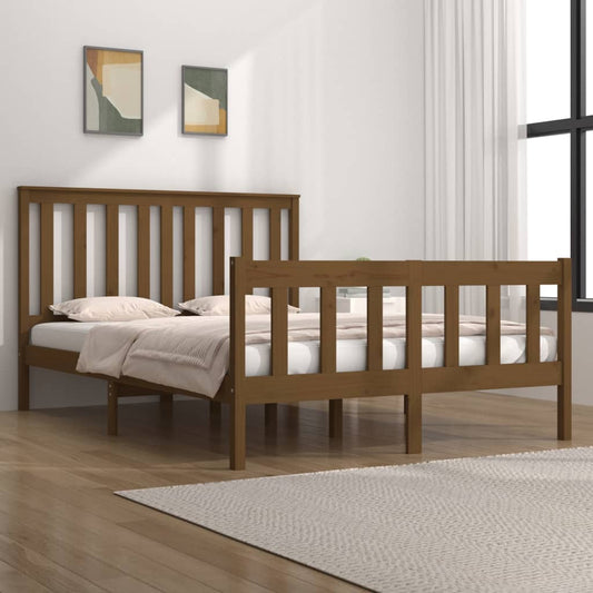 Bedframe Massief Grenenhout Honingbruin 135X190 Cm 4Ft6 Double