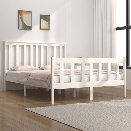 Bedframe Massief Grenenhout Wit 140X190 Cm