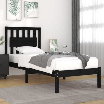 Bedframe Massief Grenenhout Zwart 75X190 Cm 2Ft6 Small Single
