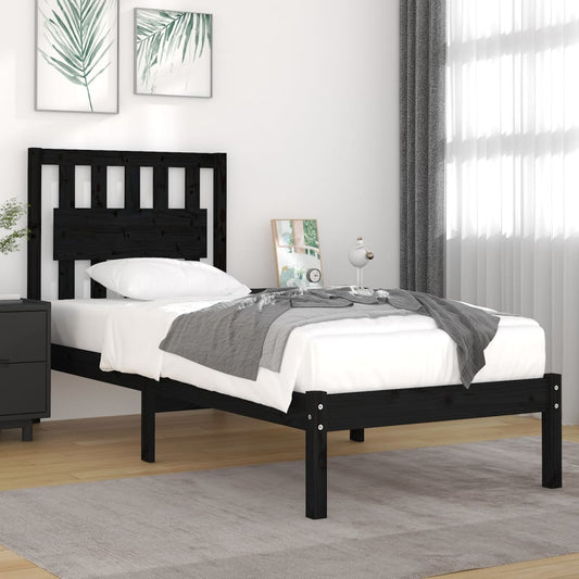 Bedframe Massief Grenenhout Zwart 75X190 Cm 2Ft6 Small Single