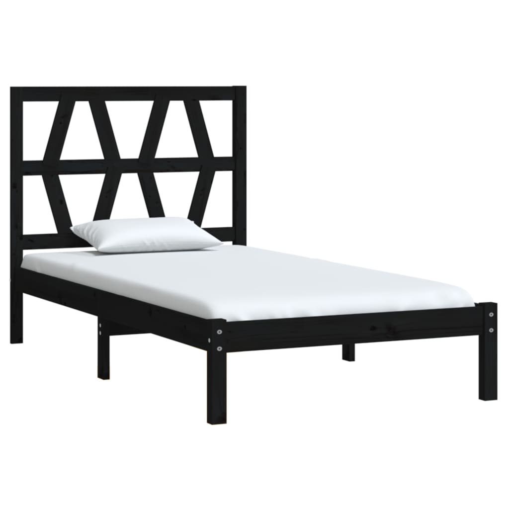 Bedframe Massief Grenenhout Zwart 90X200 Cm