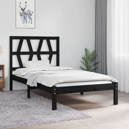 Bedframe Massief Grenenhout Zwart 90X200 Cm
