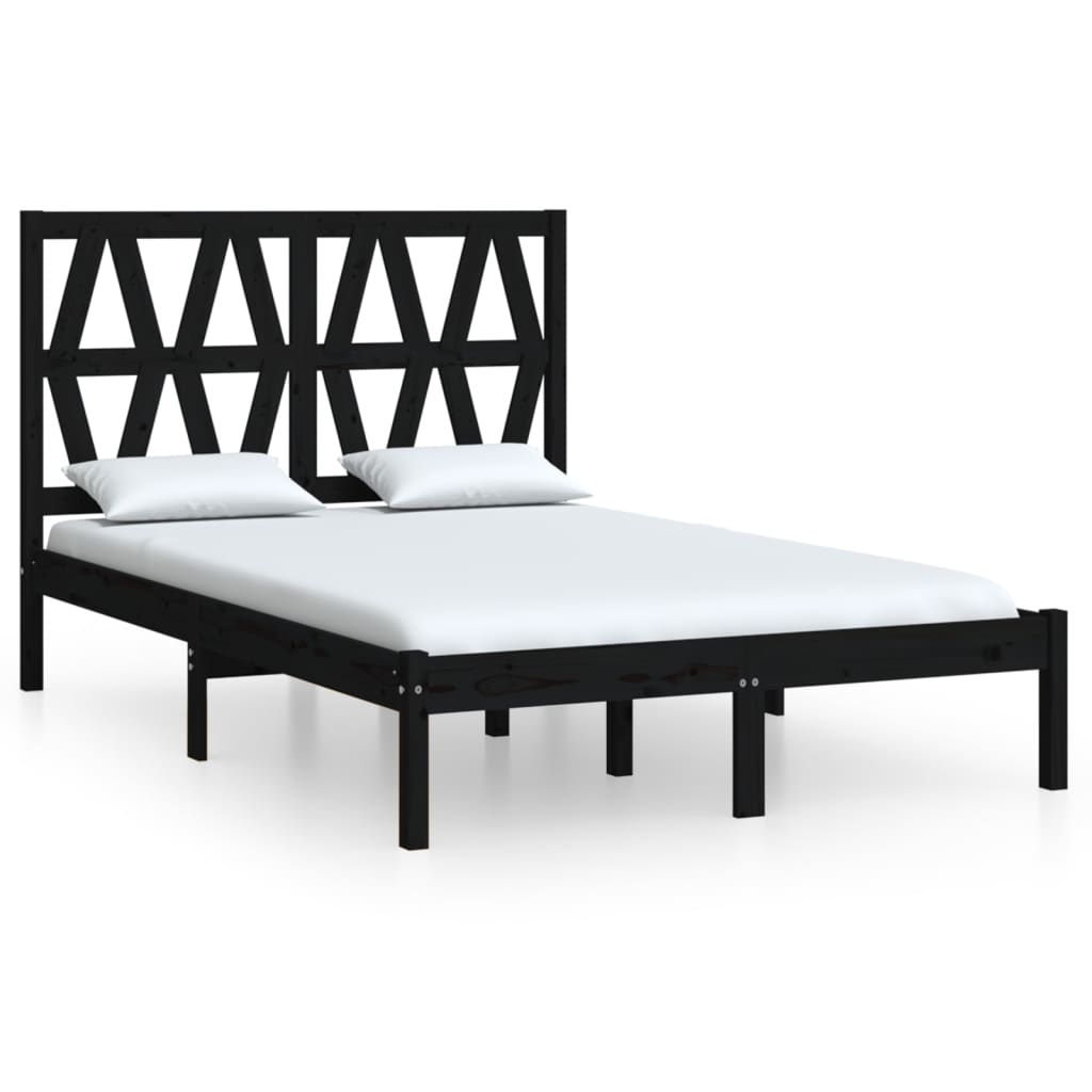 Bedframe Massief Grenenhout Zwart 150X200 Cm 5Ft King Size