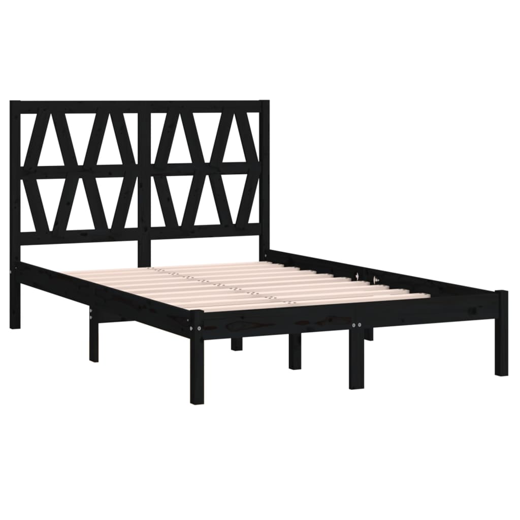 Bedframe Massief Grenenhout Zwart 150X200 Cm 5Ft King Size