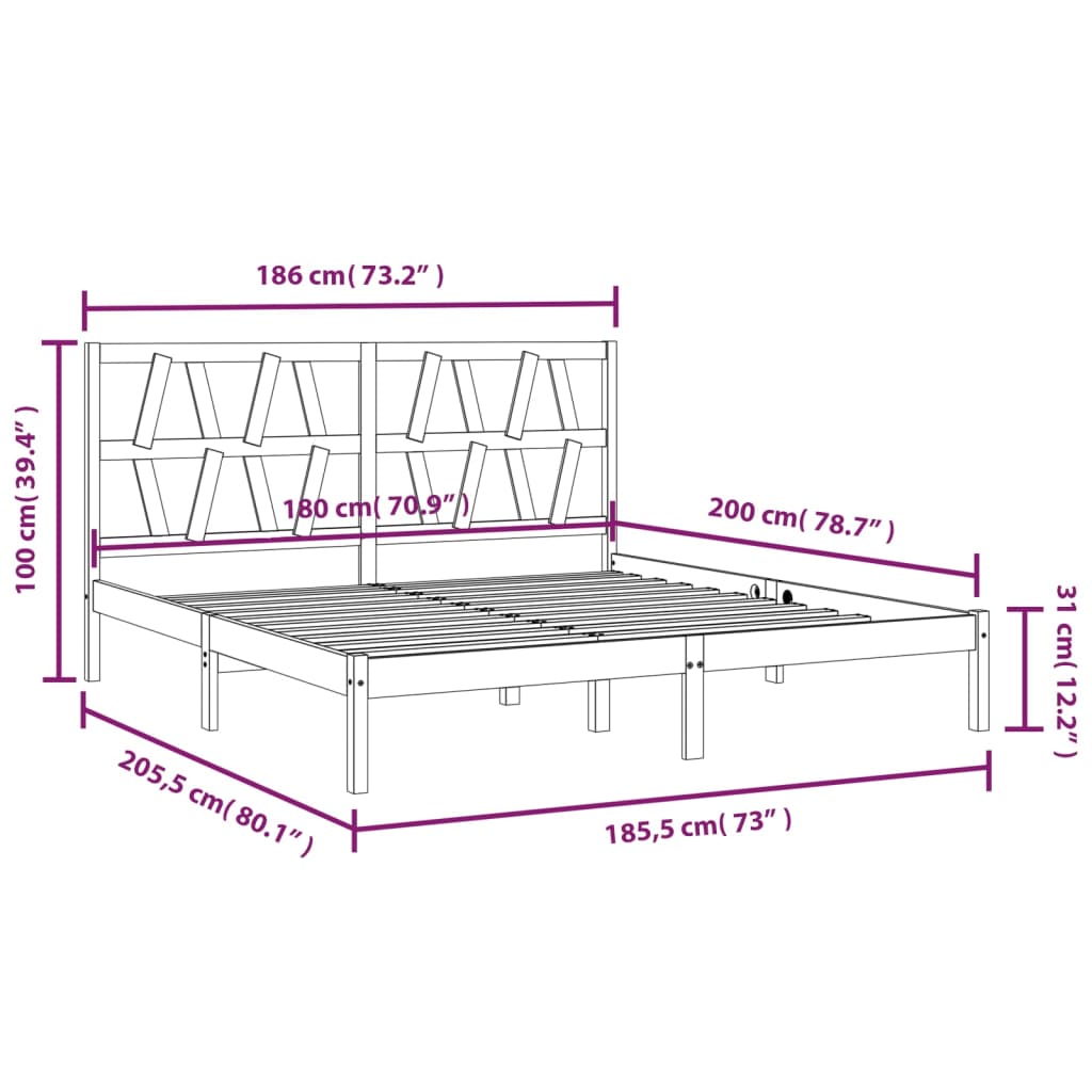 Bedframe Massief Grenenhout 180X200 Cm 6Ft Super King