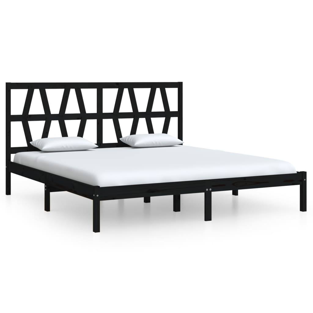 Bedframe Massief Grenenhout Zwart 180X200 Cm 6Ft Super King
