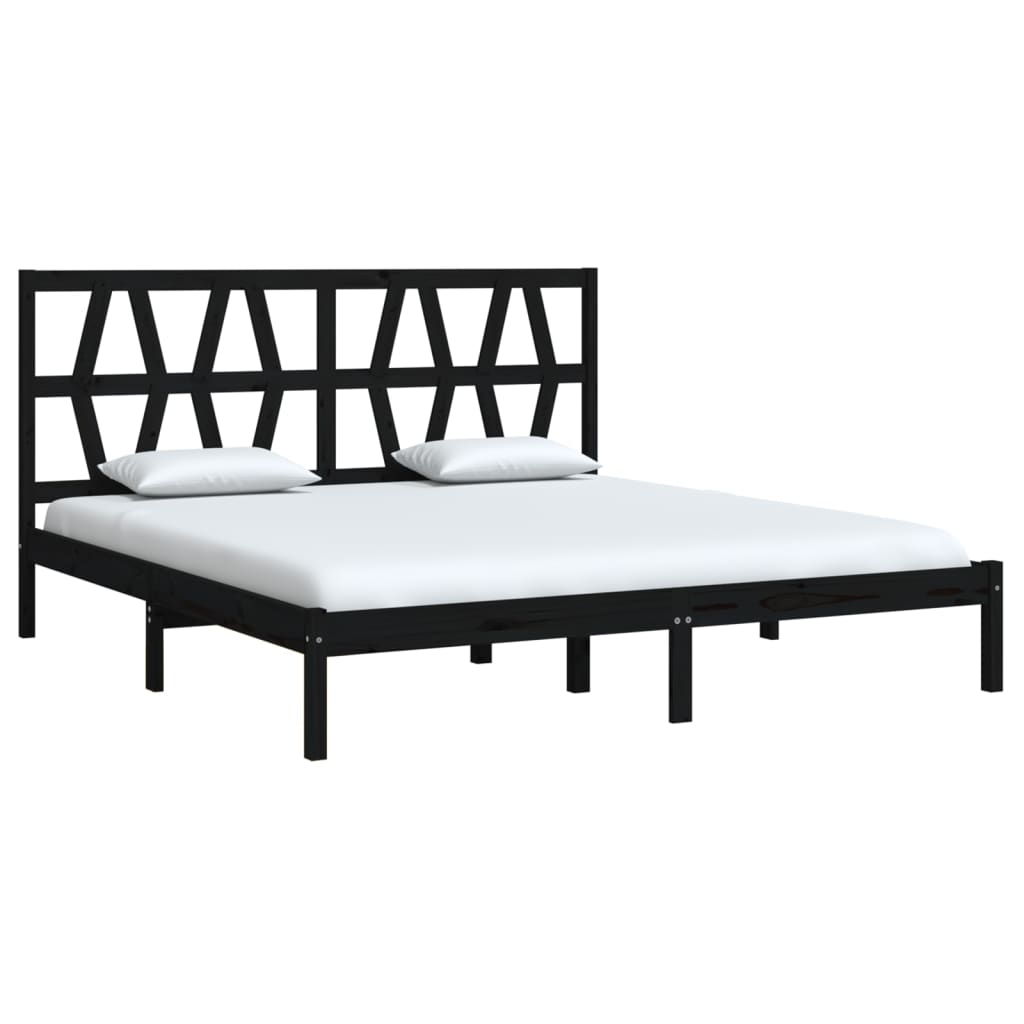 Bedframe Massief Grenenhout Zwart 180X200 Cm 6Ft Super King