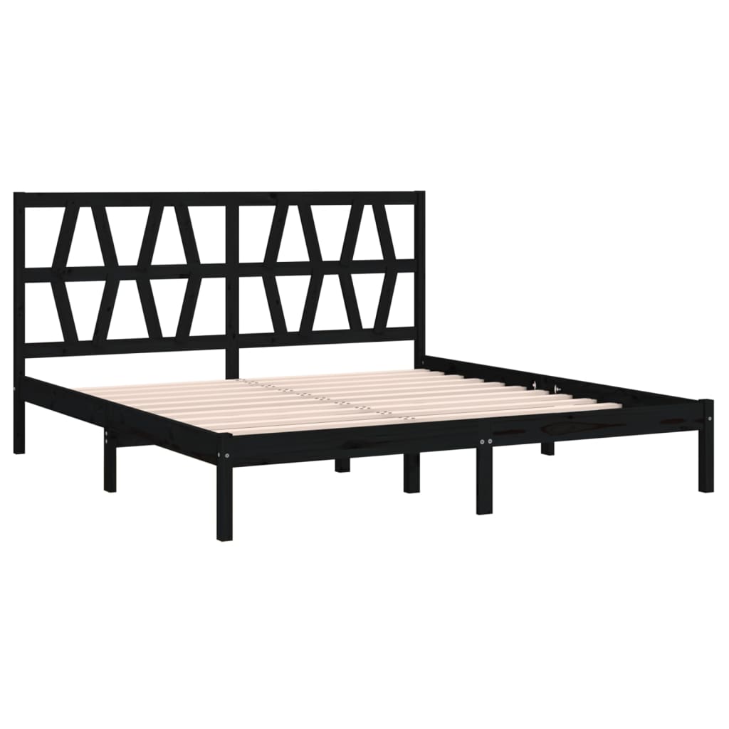 Bedframe Massief Grenenhout Zwart 180X200 Cm 6Ft Super King