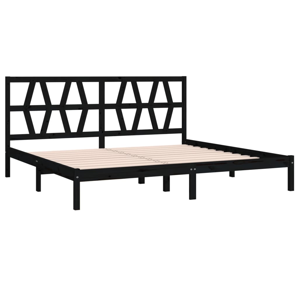Bedframe Massief Grenenhout Zwart 200X200 Cm