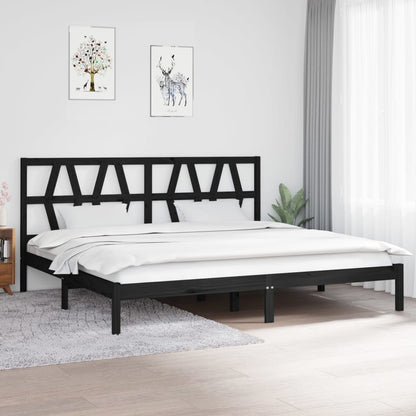 Bedframe Massief Grenenhout Zwart 200X200 Cm