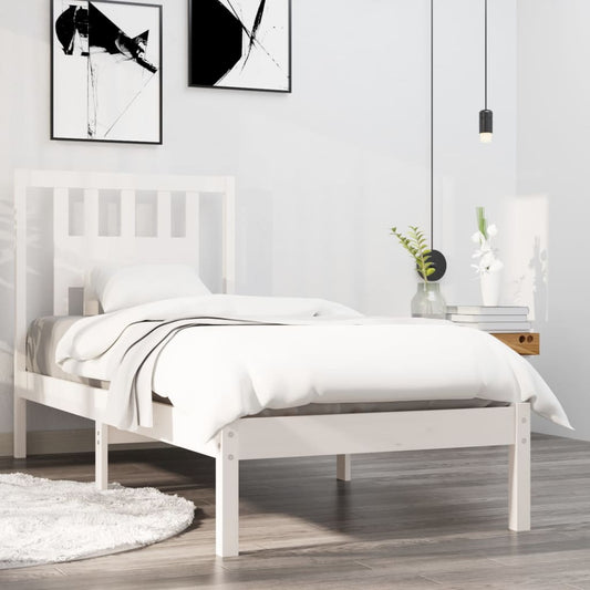 Bedframe Massief Hout Wit 90X190 Cm 3Ft Single