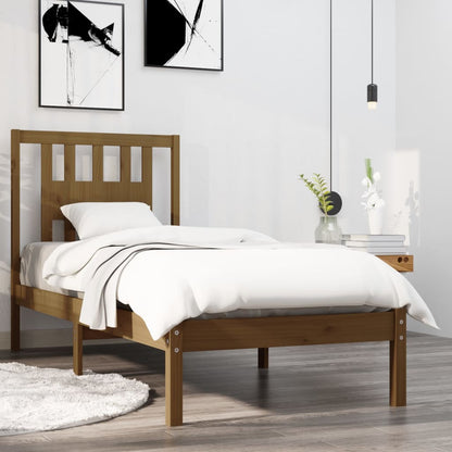 Bedframe Massief Hout Honingbruin 90X190 Cm 3Ft Single