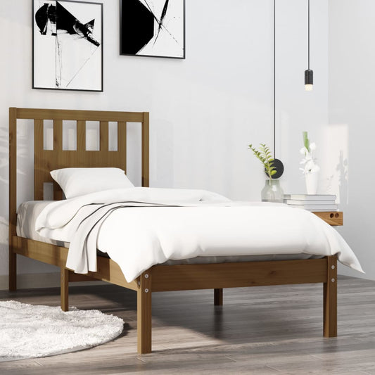 Bedframe Massief Hout Honingbruin 90X190 Cm 3Ft Single