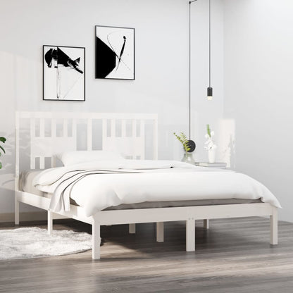 Bedframe Massief Hout Wit 120X190 Cm 4Ft Small Double