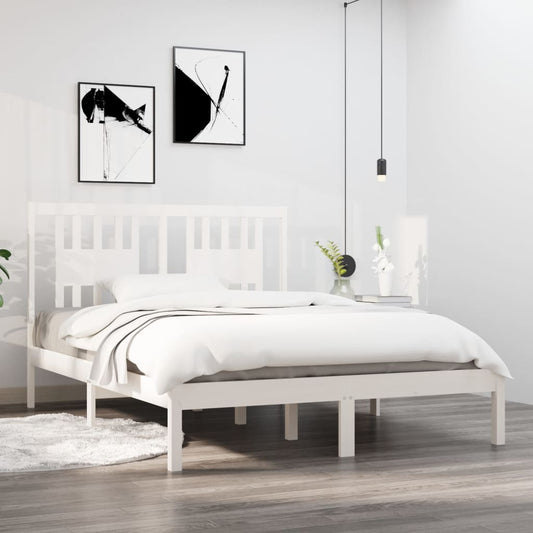 Bedframe Massief Grenenhout Wit 140X190 Cm
