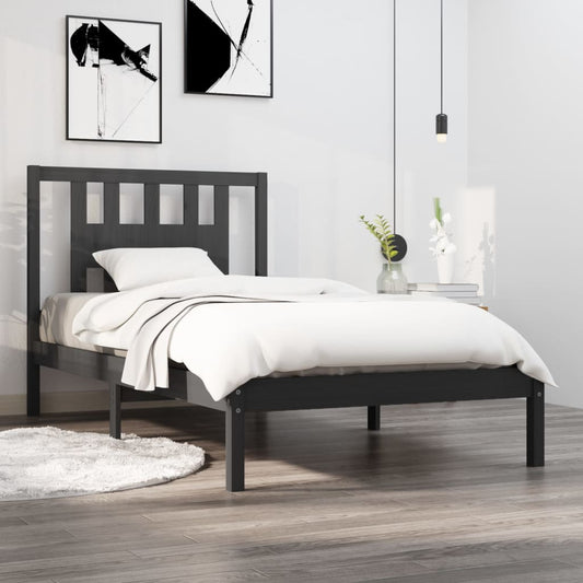 Bedframe Massief Grenenhout Grijs 90X200 Cm
