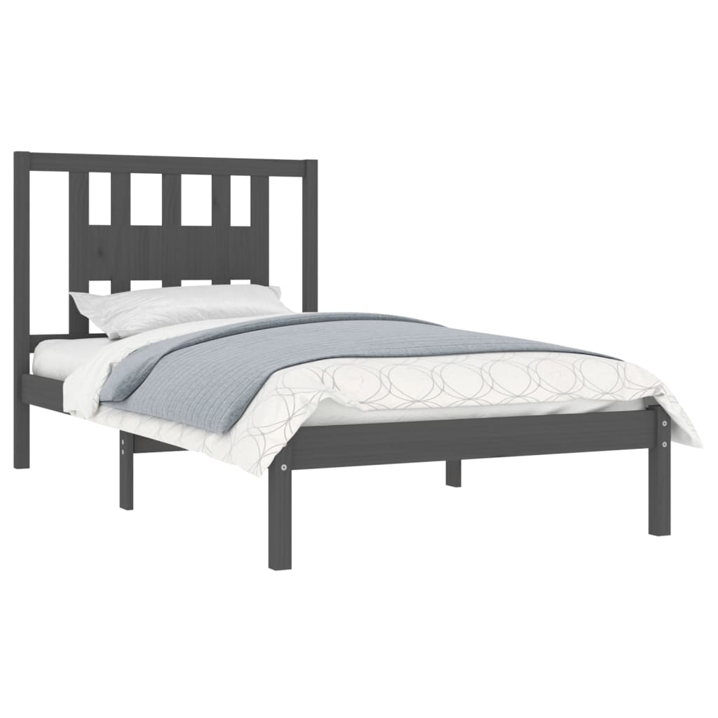 Bedframe Massief Grenenhout Grijs 100X200 Cm