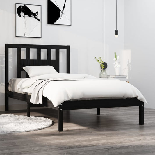 Bedframe Massief Grenenhout Zwart 100X200 Cm