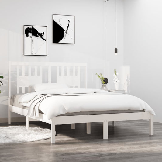 Bedframe Massief Grenenhout Wit 120X200 Cm