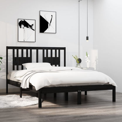 Bedframe Massief Grenenhout Zwart 120X200 Cm