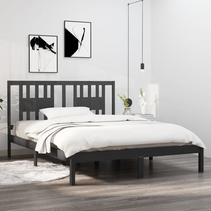 Bedframe Massief Grenenhout Grijs 160X200 Cm