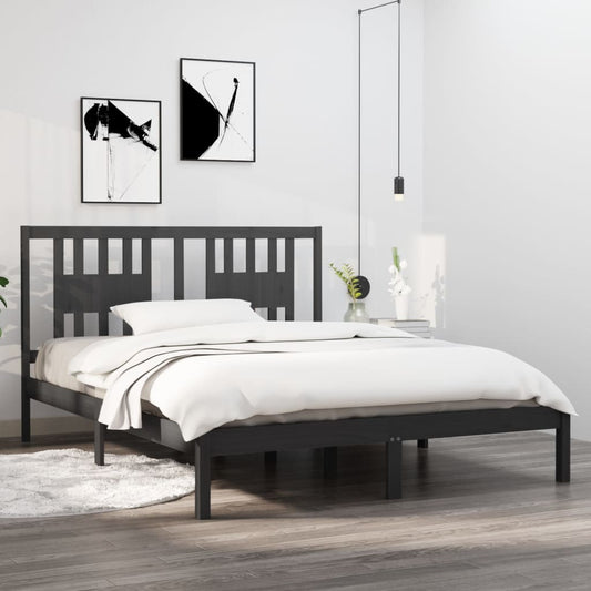 Bedframe Massief Grenenhout Grijs 160X200 Cm