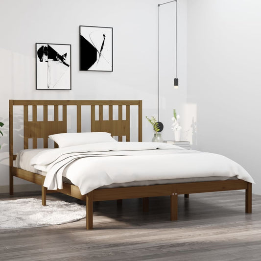 Bedframe Massief Grenenhout Honingbruin 160X200 Cm