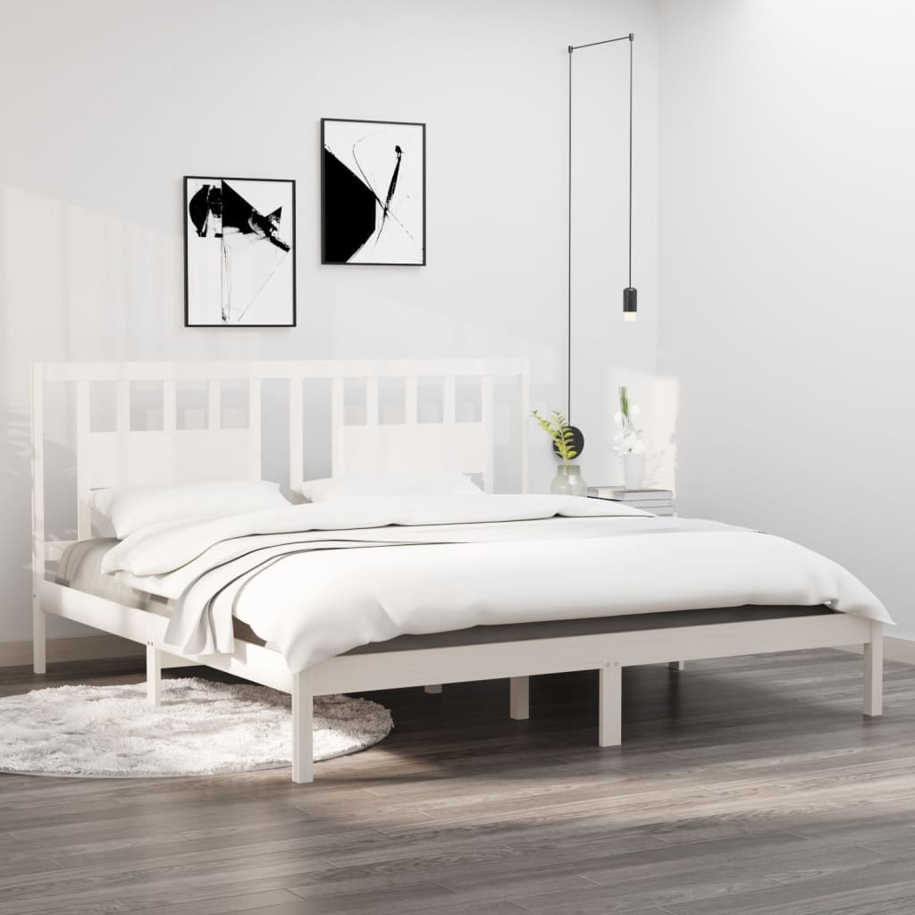 Bedframe Massief Grenenhout Wit 200X200 Cm