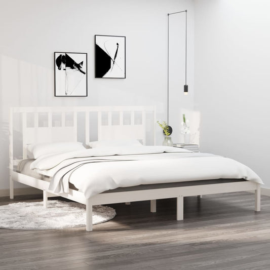 Bedframe Massief Grenenhout Wit 200X200 Cm