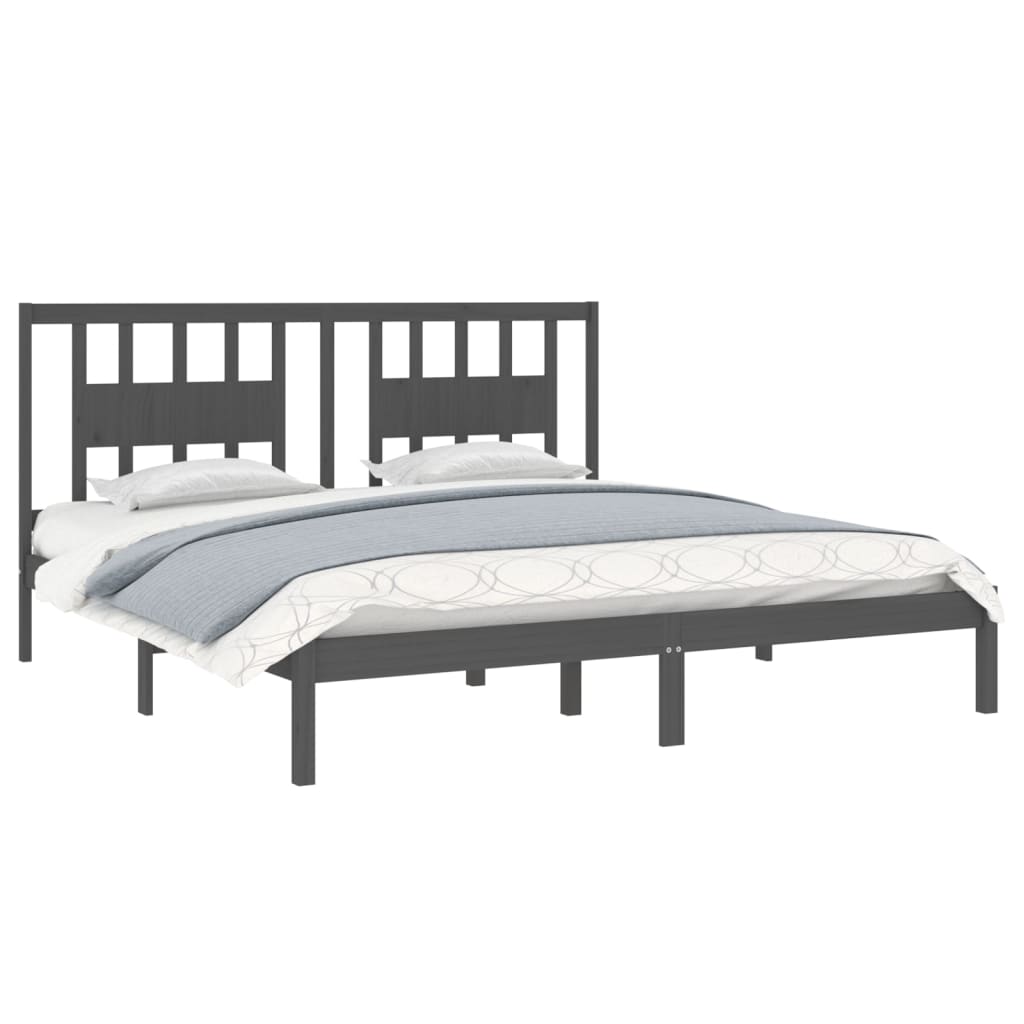 Bedframe Massief Grenenhout Grijs 200X200 Cm