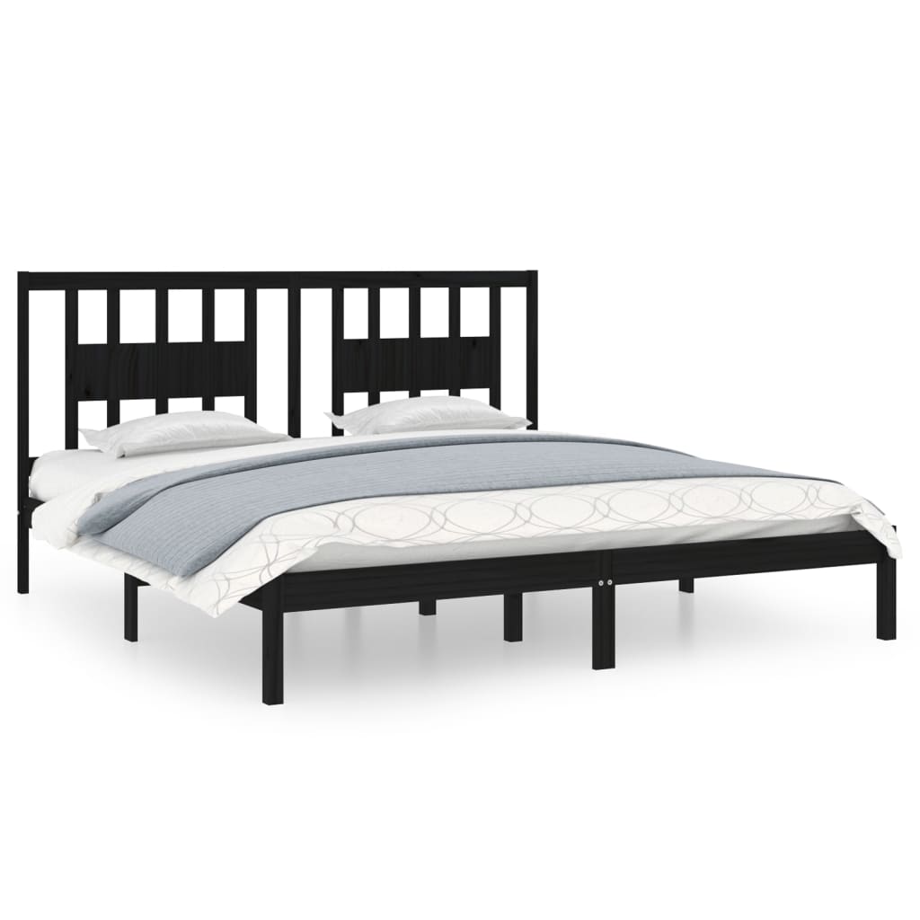 Bedframe Massief Grenenhout Zwart 200X200 Cm