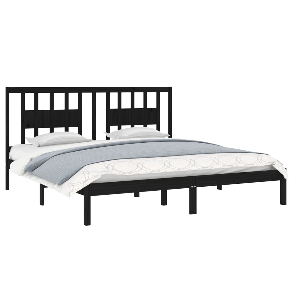 Bedframe Massief Grenenhout Zwart 200X200 Cm