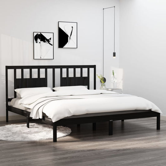 Bedframe Massief Grenenhout Zwart 200X200 Cm