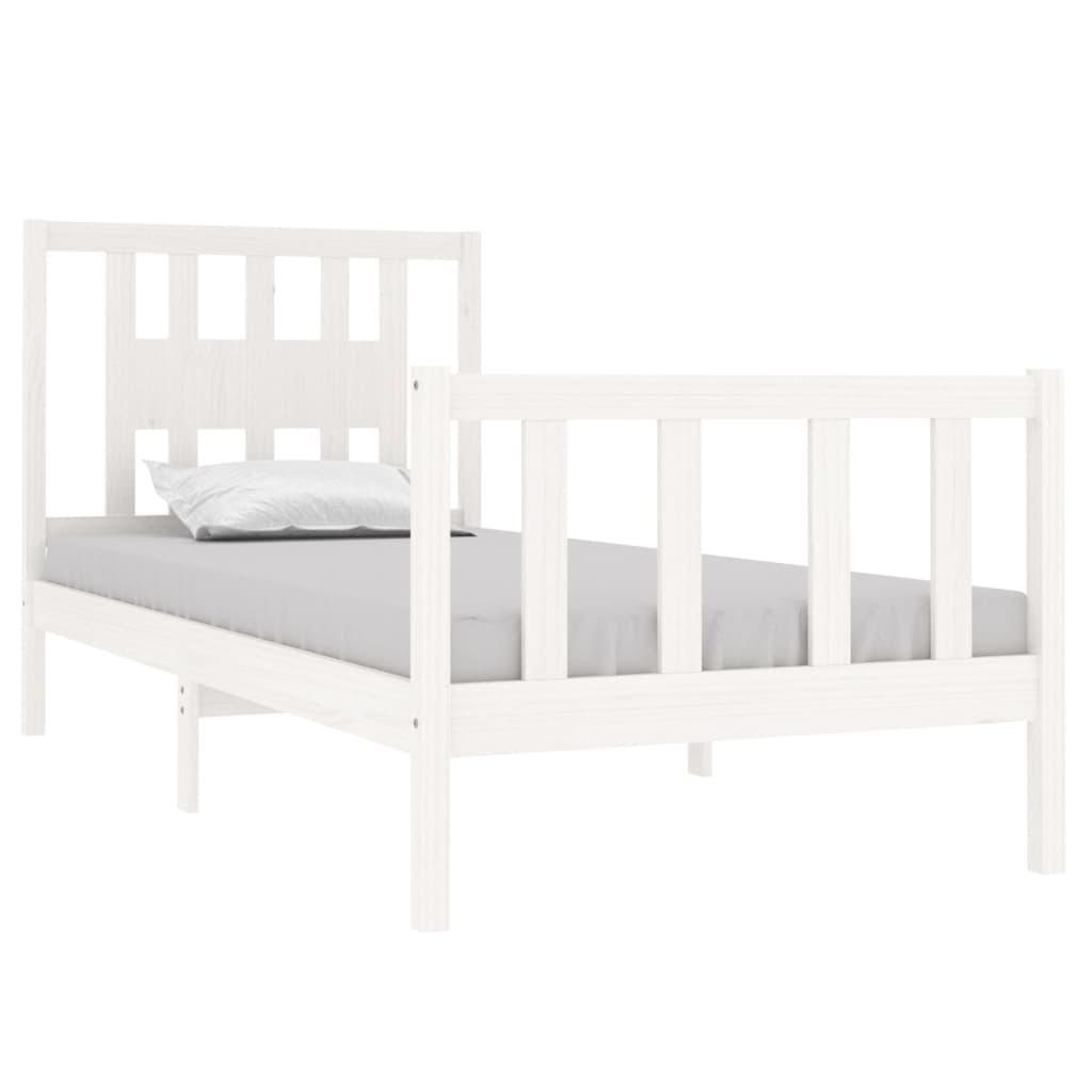 Bedframe Massief Hout Wit 75X190 Cm 2Ft6 Small Single