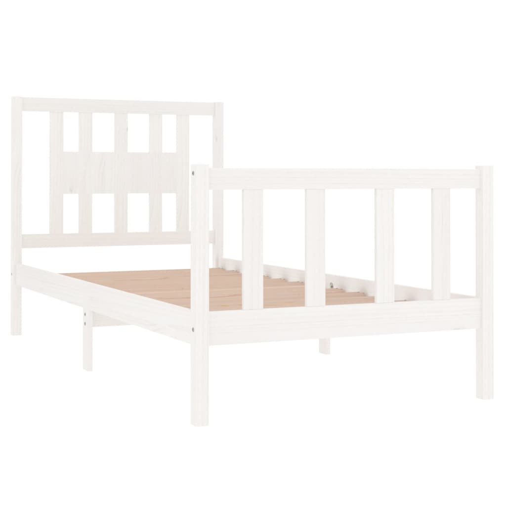 Bedframe Massief Hout Wit 75X190 Cm 2Ft6 Small Single