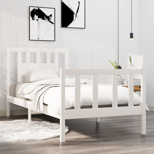 Bedframe Massief Hout Wit 75X190 Cm 2Ft6 Small Single
