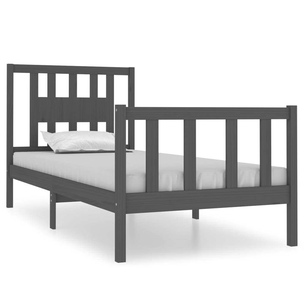 Bedframe Massief Hout Grijs 75X190 Cm 2Ft6 Small Single