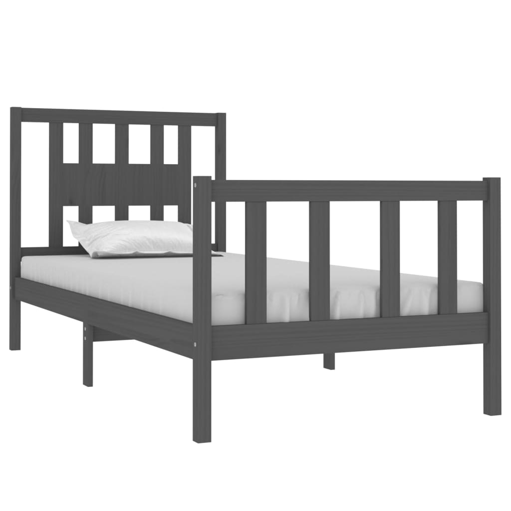 Bedframe Massief Hout Grijs 75X190 Cm 2Ft6 Small Single