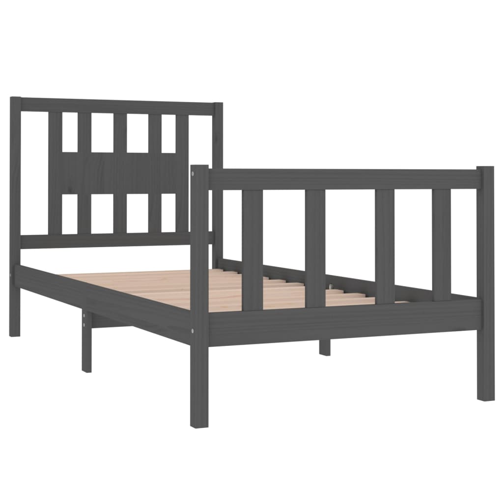 Bedframe Massief Hout Grijs 75X190 Cm 2Ft6 Small Single