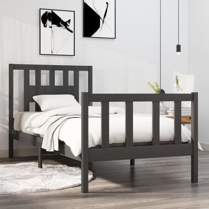 Bedframe Massief Hout Grijs 75X190 Cm 2Ft6 Small Single