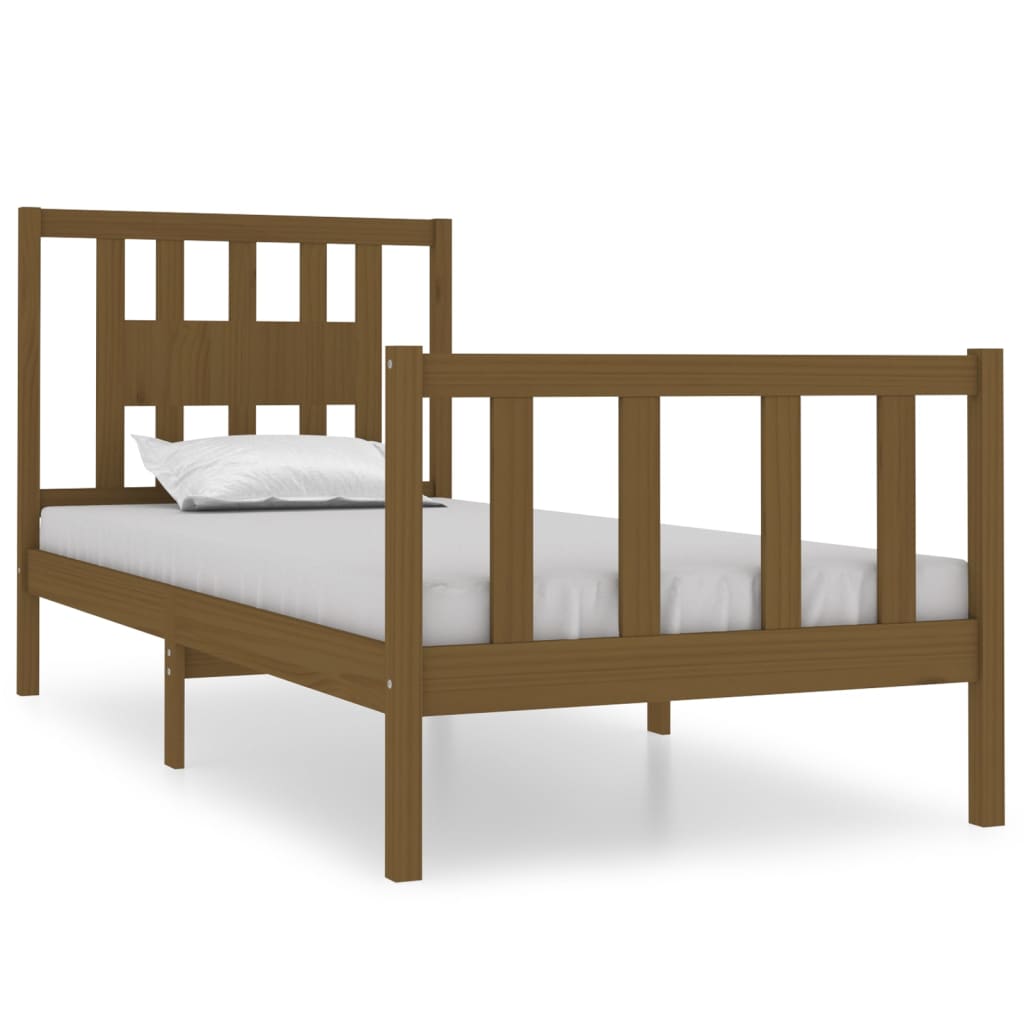 Bedframe Massief Hout Honingbruin 75X190 Cm 2Ft6 Small Single